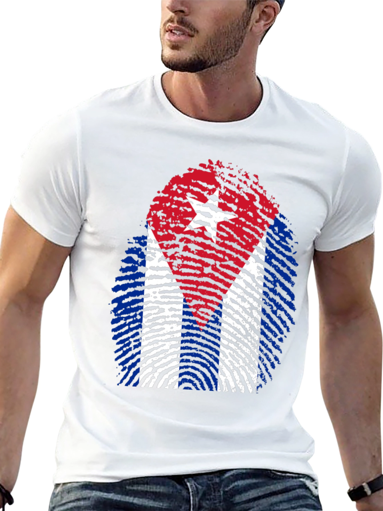 Cuba Flag Fingerprint Graphic T-Shirt