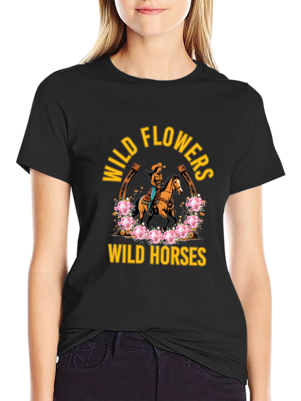 Wild Horses & Flowers Graphic T-Shirt
