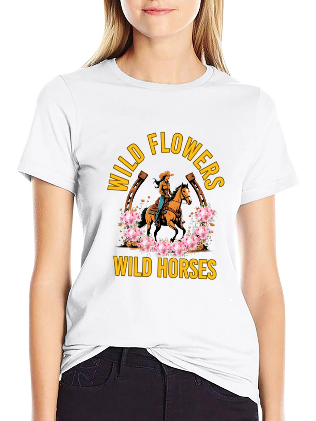 Wild Horses & Flowers Graphic T-Shirt