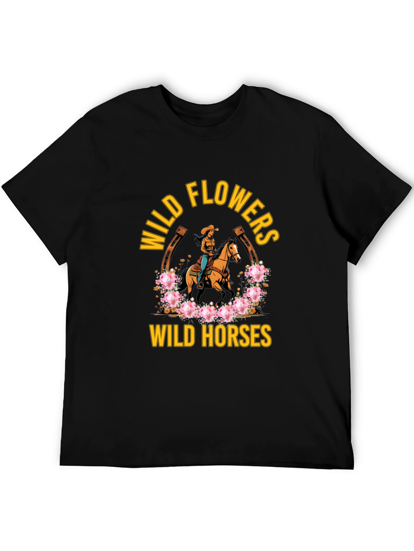 Wild Horses & Flowers Graphic T-Shirt