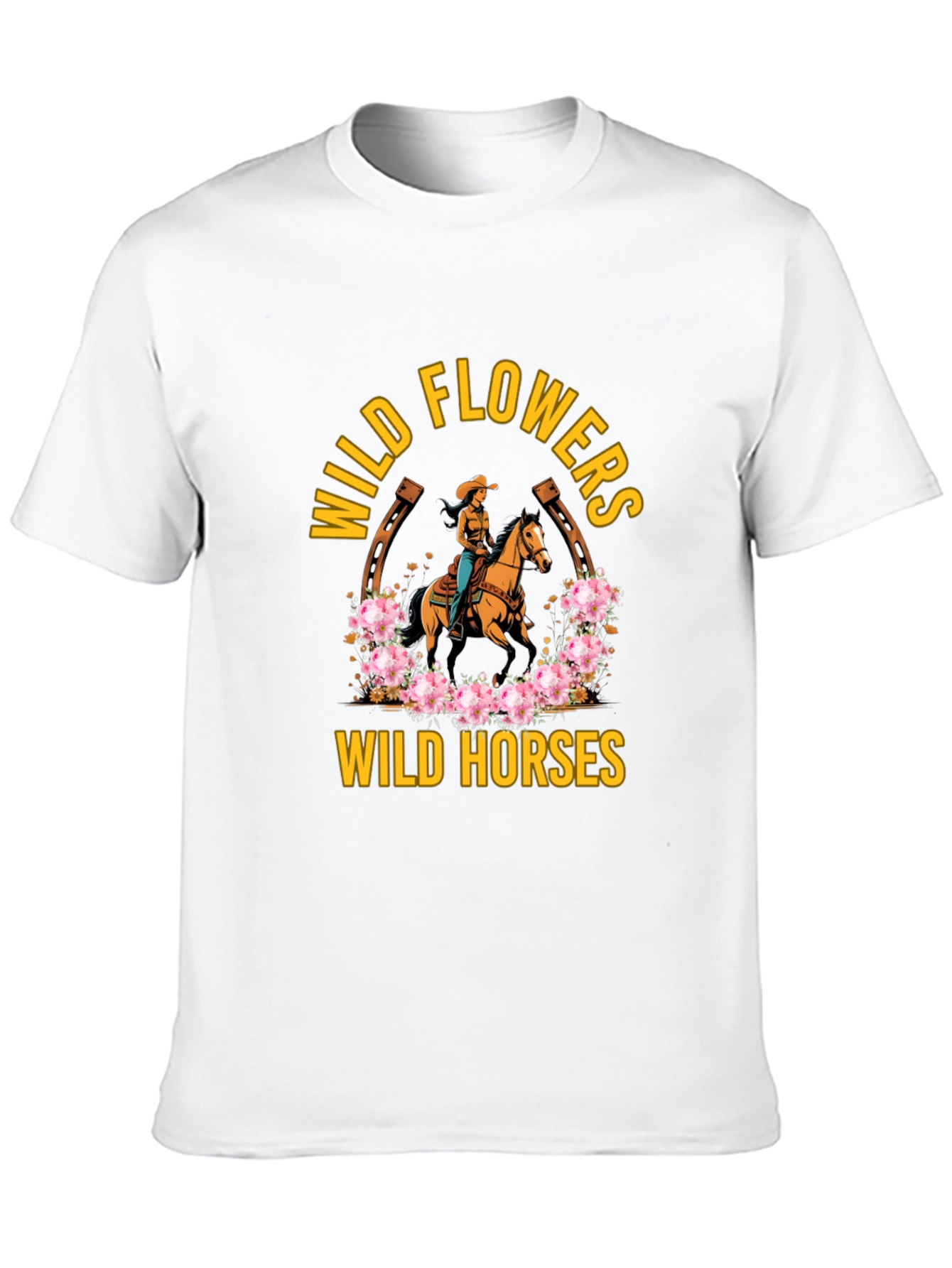 Wild Horses & Flowers Graphic T-Shirt