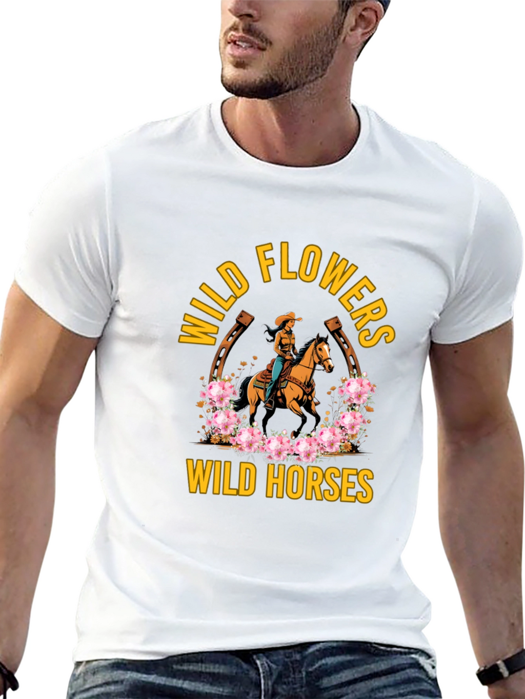 Wild Horses & Flowers Graphic T-Shirt