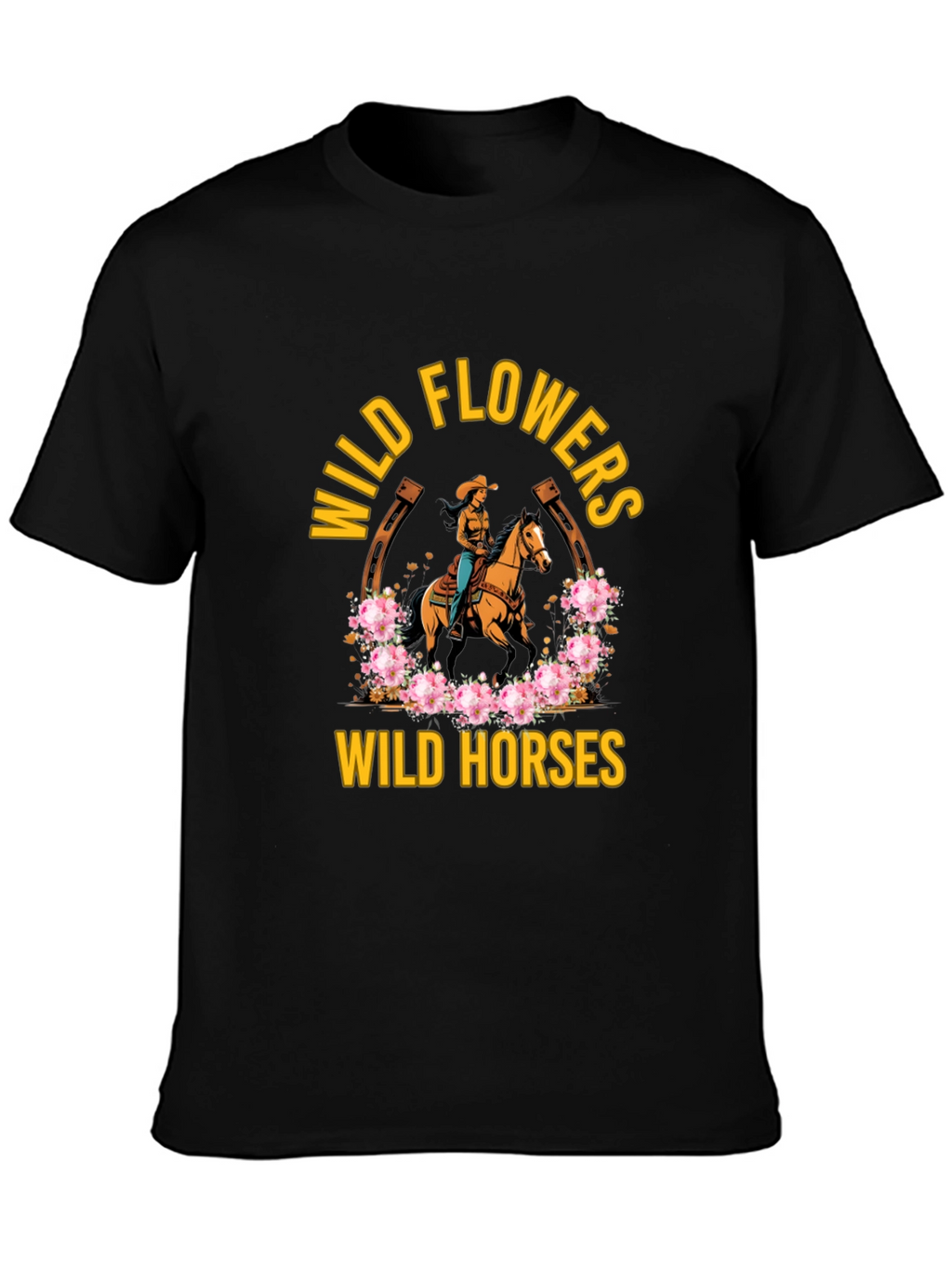 Wild Horses & Flowers Graphic T-Shirt