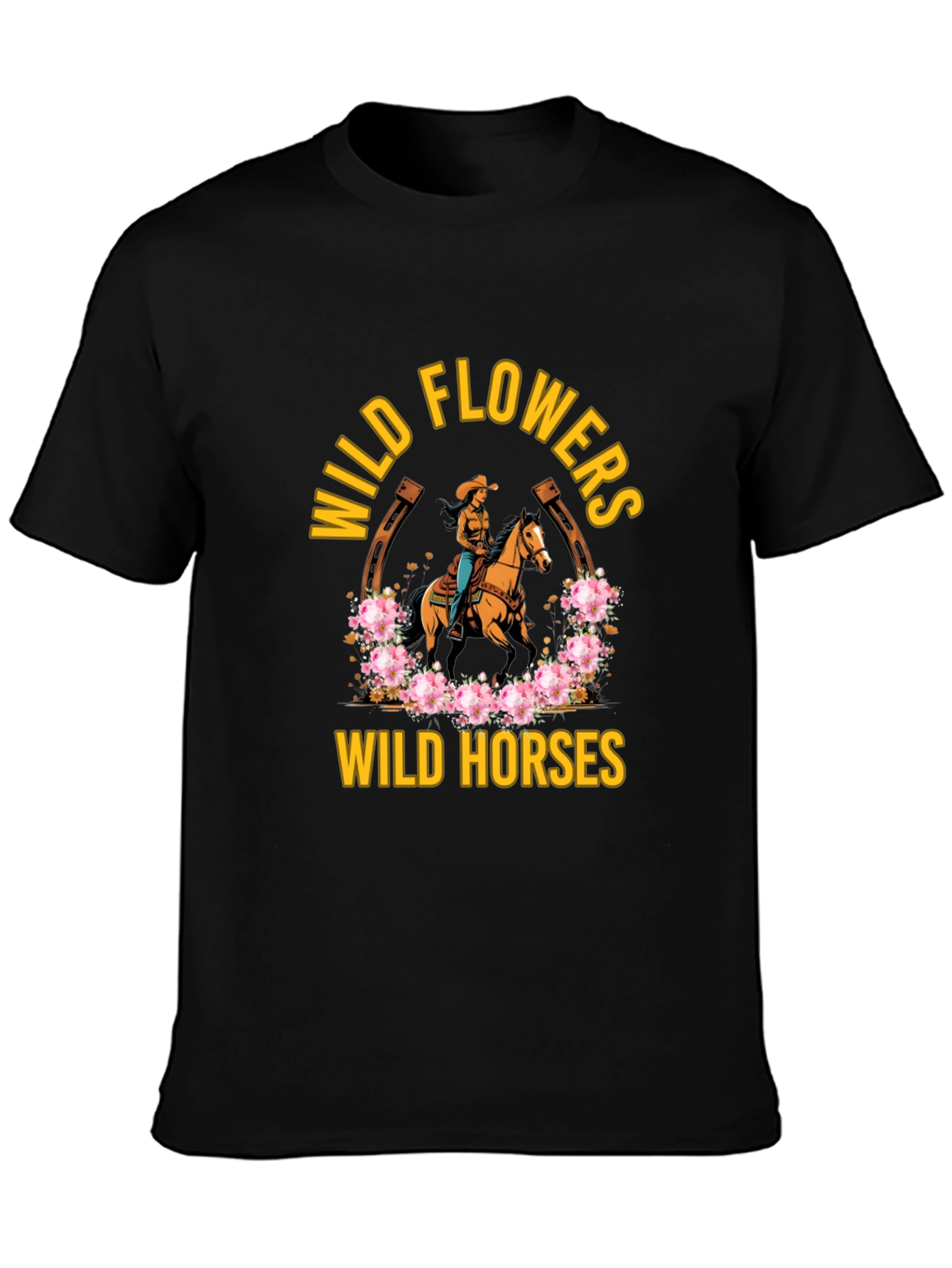 Wild Horses & Flowers Graphic T-Shirt