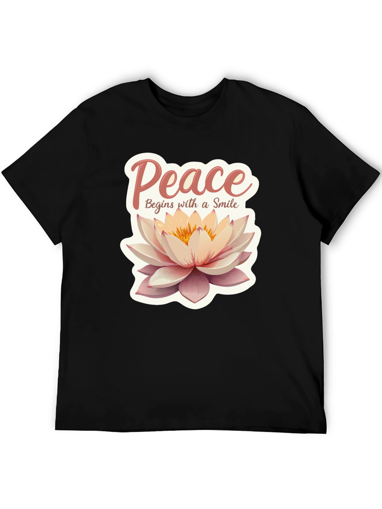 Peace Begins With a Smile Lotus Flower Graphic Tee