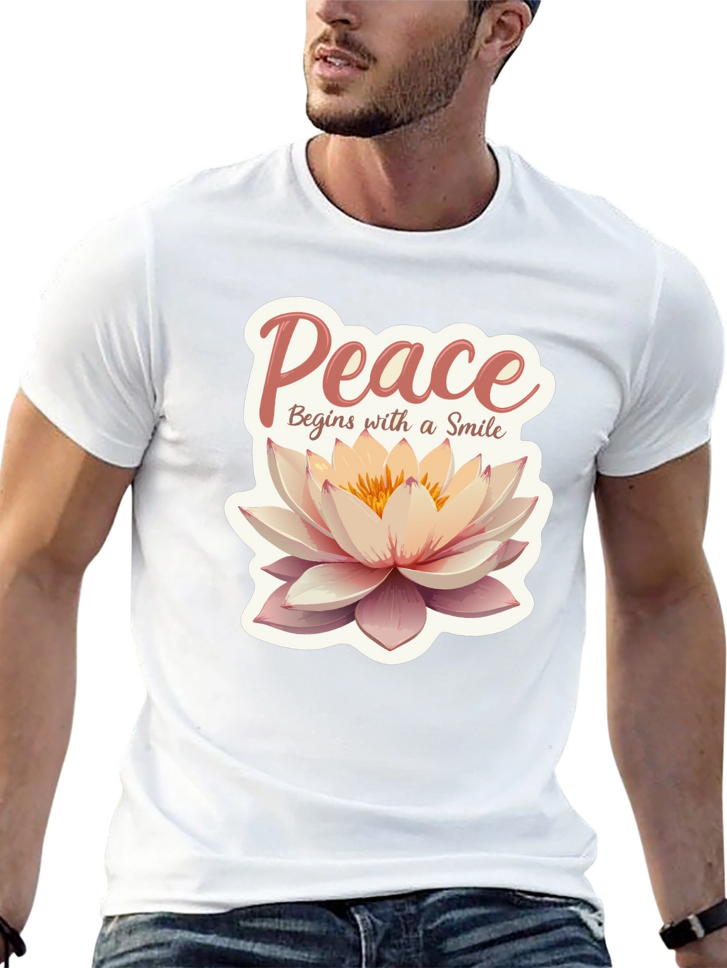 Peace Begins With a Smile Lotus Flower Graphic Tee