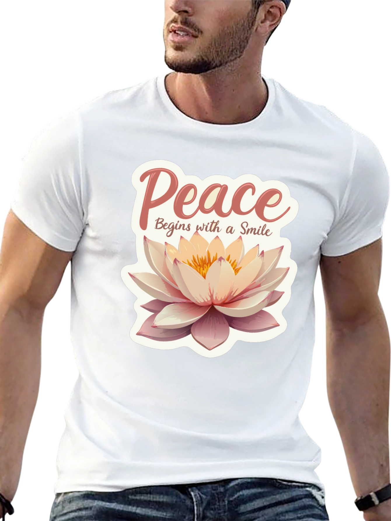 Peace Begins With a Smile Lotus Flower Graphic Tee
