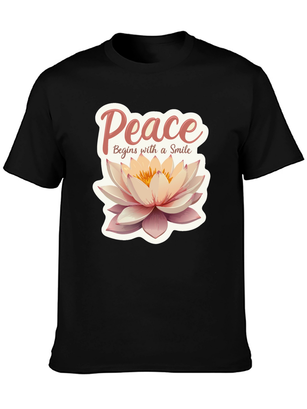 Peace Begins With a Smile Lotus Flower Graphic Tee