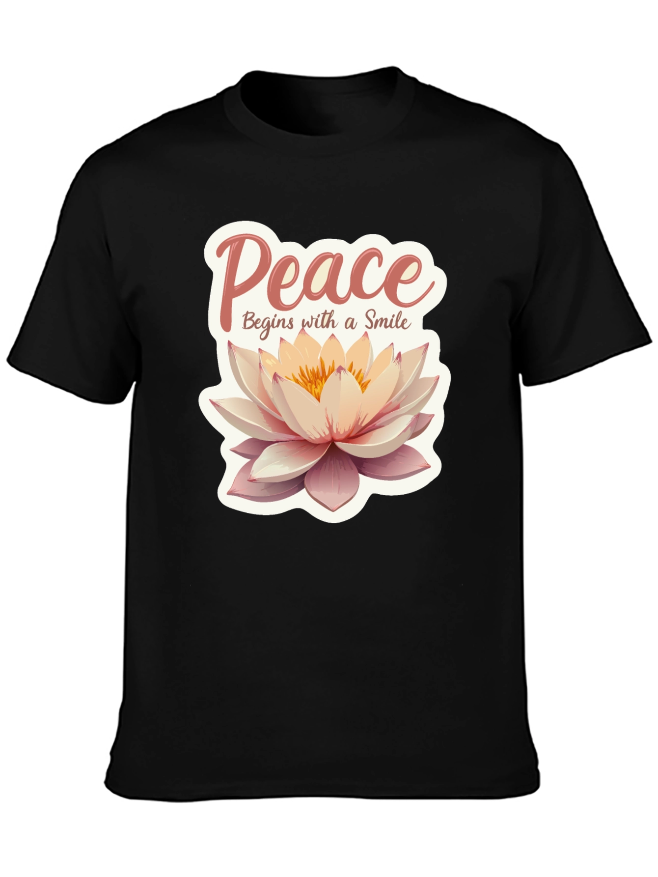 Peace Begins With a Smile Lotus Flower Graphic Tee