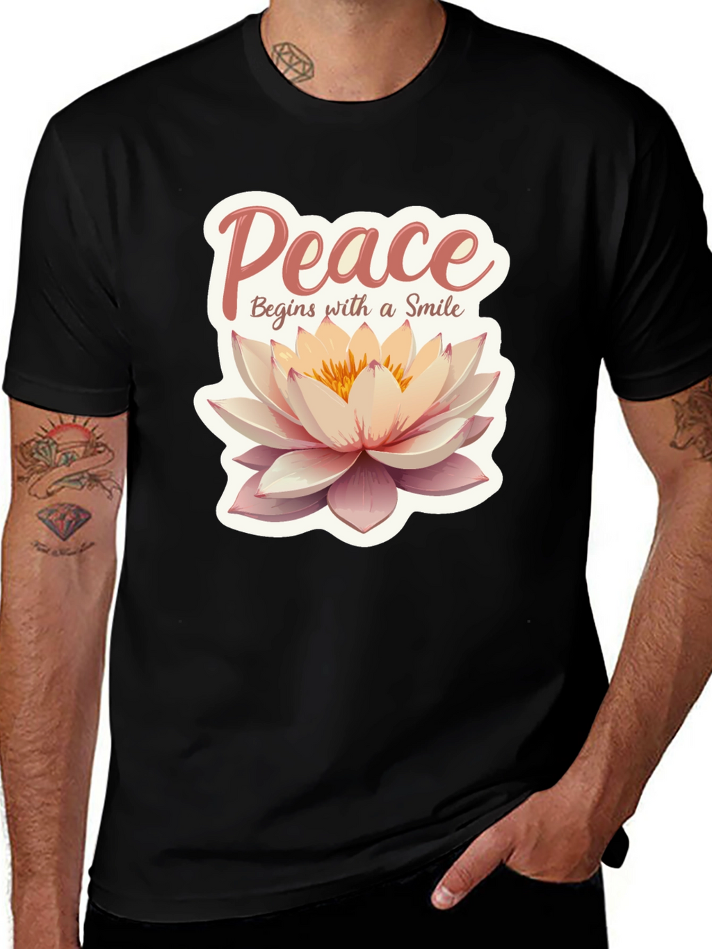 Peace Begins With a Smile Lotus Flower Graphic Tee