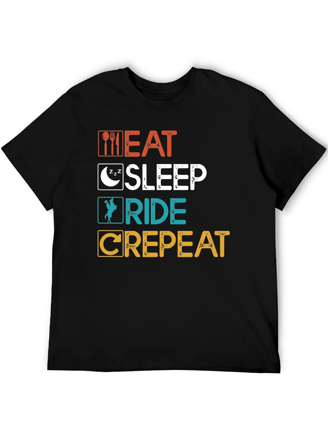 Eat Sleep Ride Crepeat T-Shirt - Funny Equestrian Tee