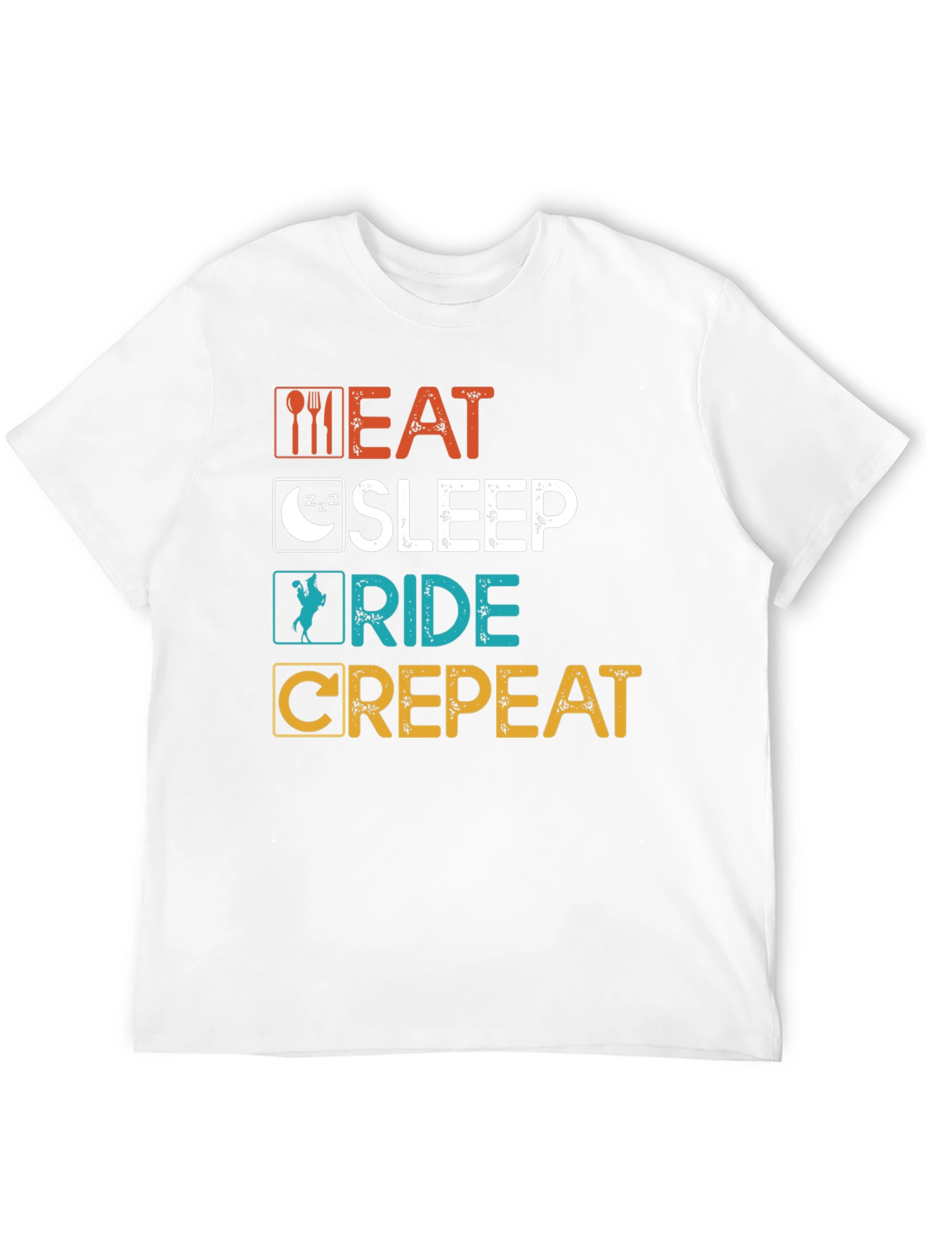 Eat Sleep Ride Crepeat T-Shirt - Funny Equestrian Tee