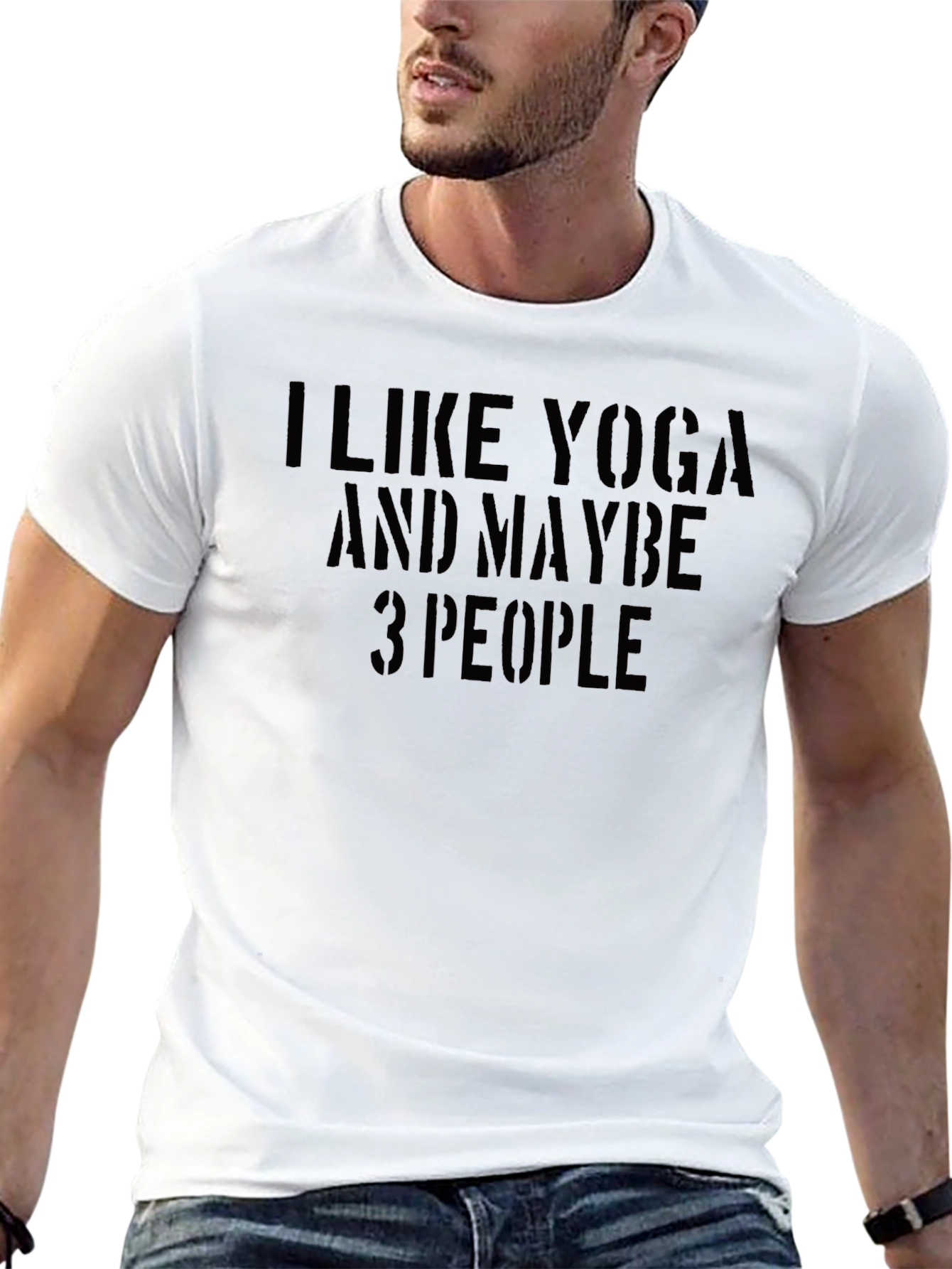 Yoga Lovers Black Cotton Tee - Maybe 3 People