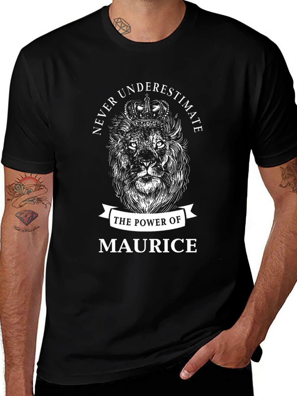 Maurice Power Lion Graphic Black T-Shirt