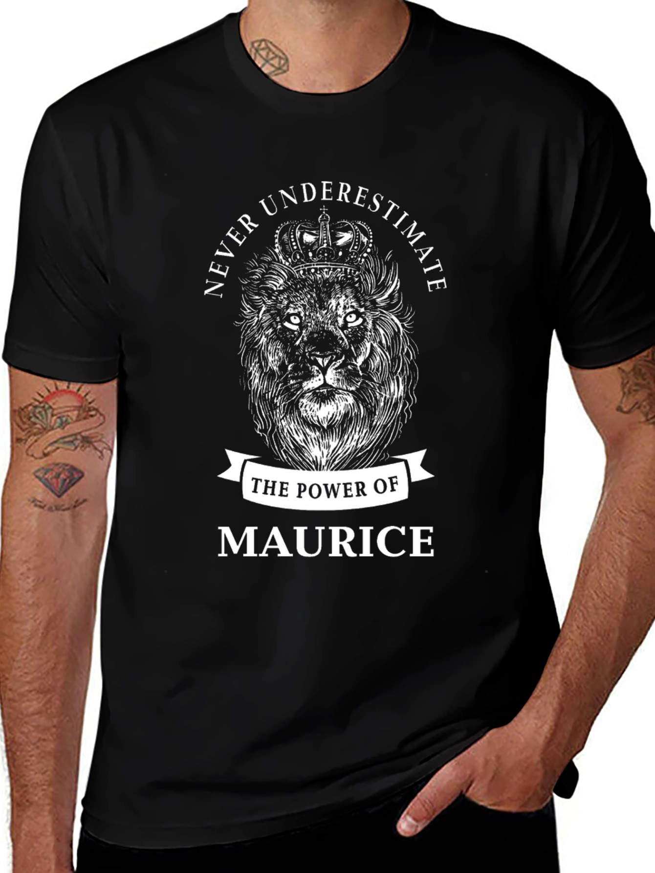 Maurice Power Lion Graphic Black T-Shirt