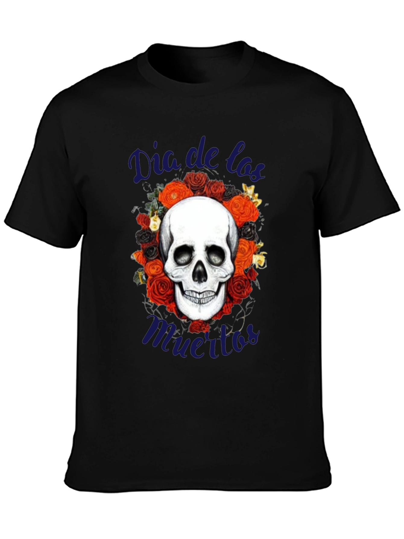 Day of the Dead Skull & Roses T-Shirt - Mens
