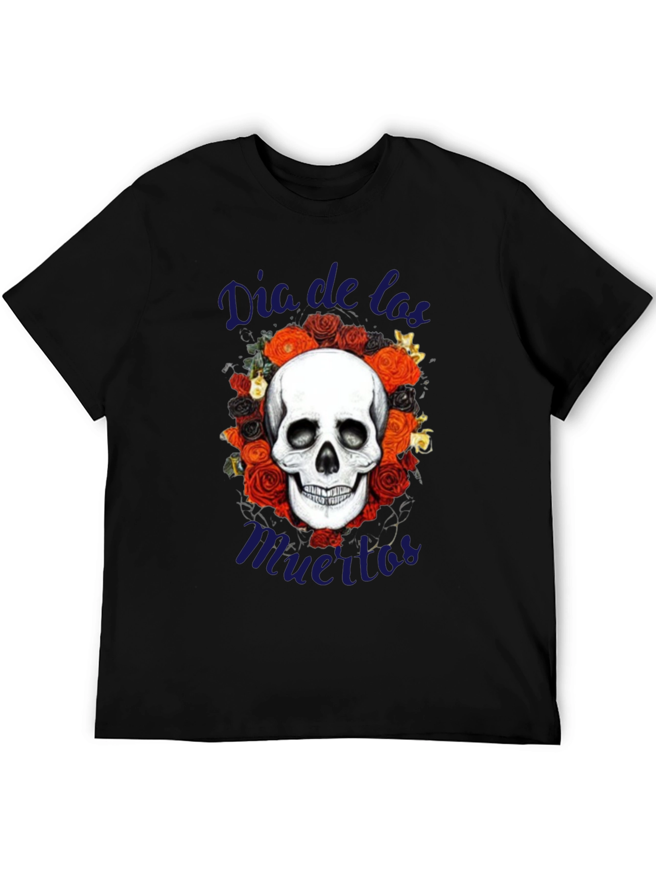 Day of the Dead Skull & Roses T-Shirt - Mens