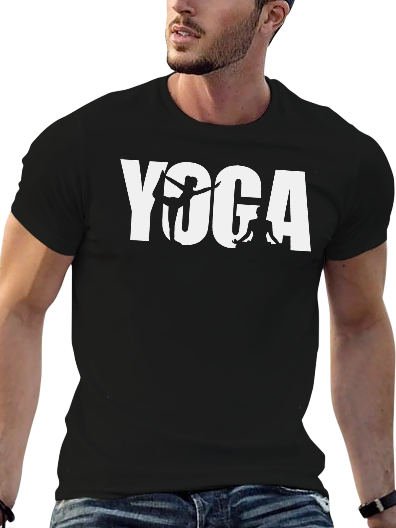 Yoga Graphic Tee - Black Cotton Blend