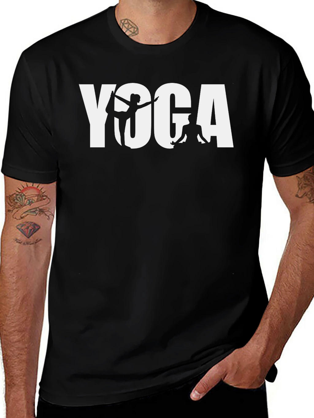 Yoga Graphic Tee - Black Cotton Blend