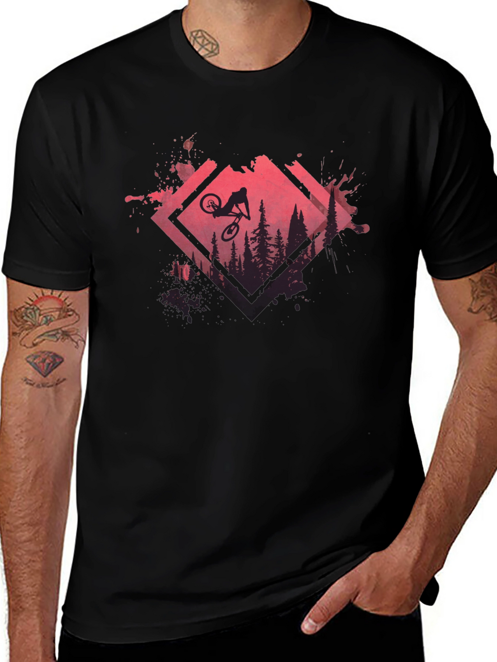 Mountain Bike Silhouette Graphic Tee - Black
