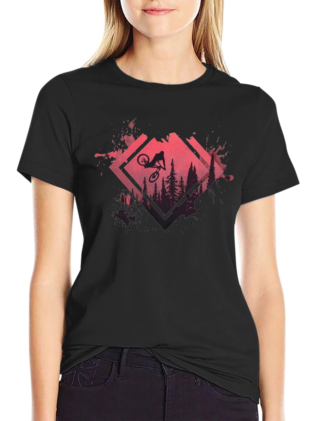 Mountain Bike Silhouette Graphic Tee - Black