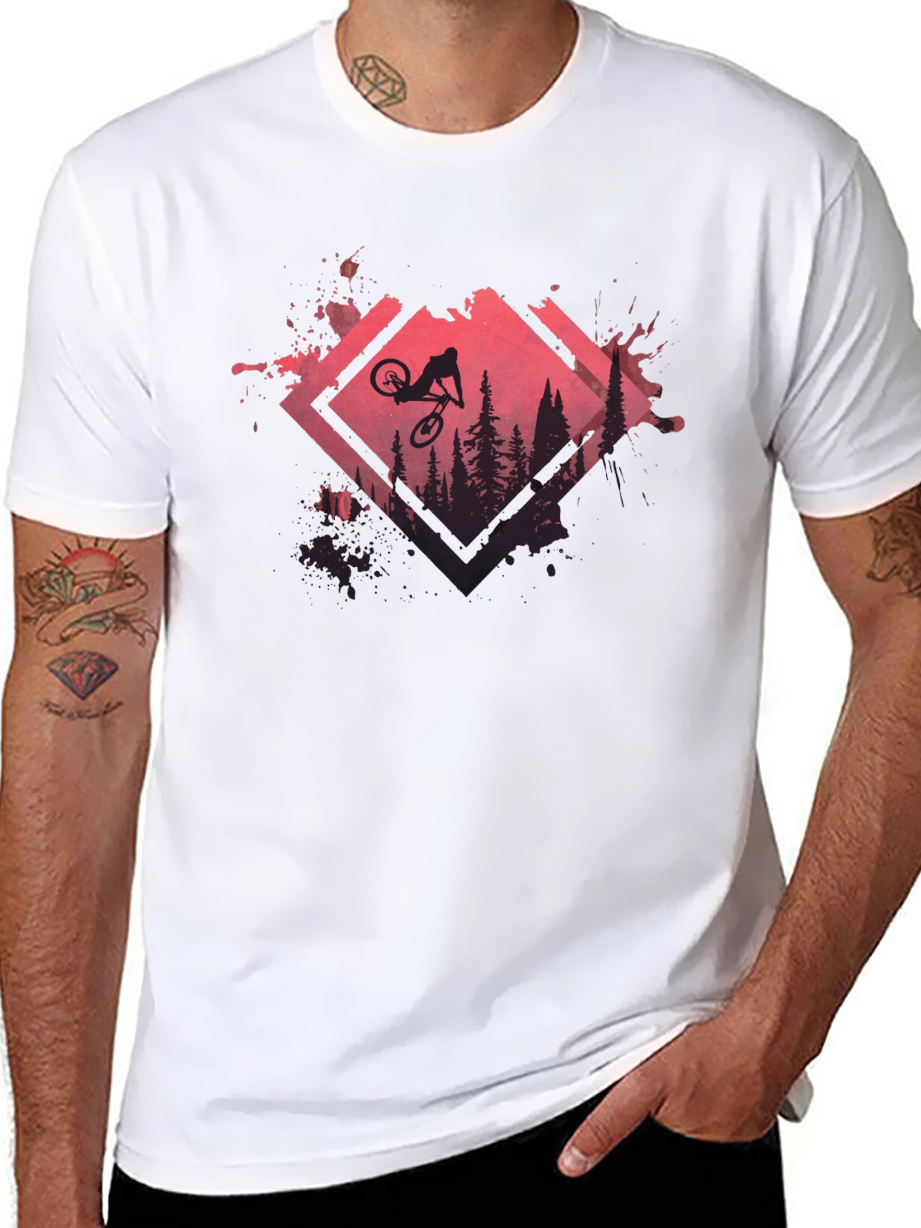 Mountain Bike Silhouette Graphic Tee - Black