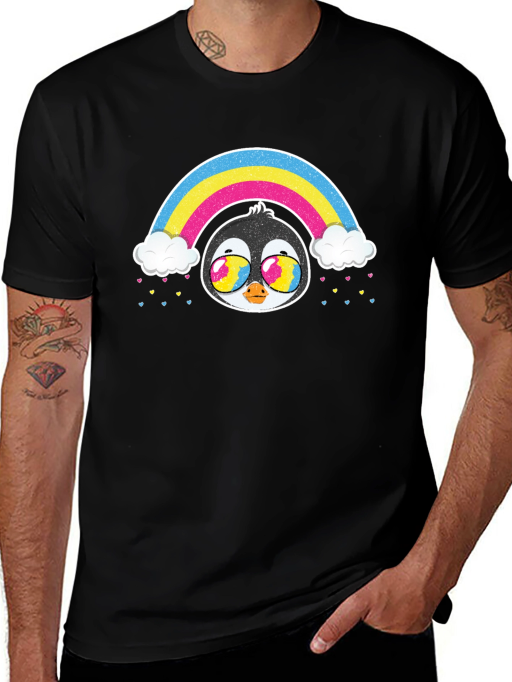 Rainbow Penguin Graphic T-Shirt