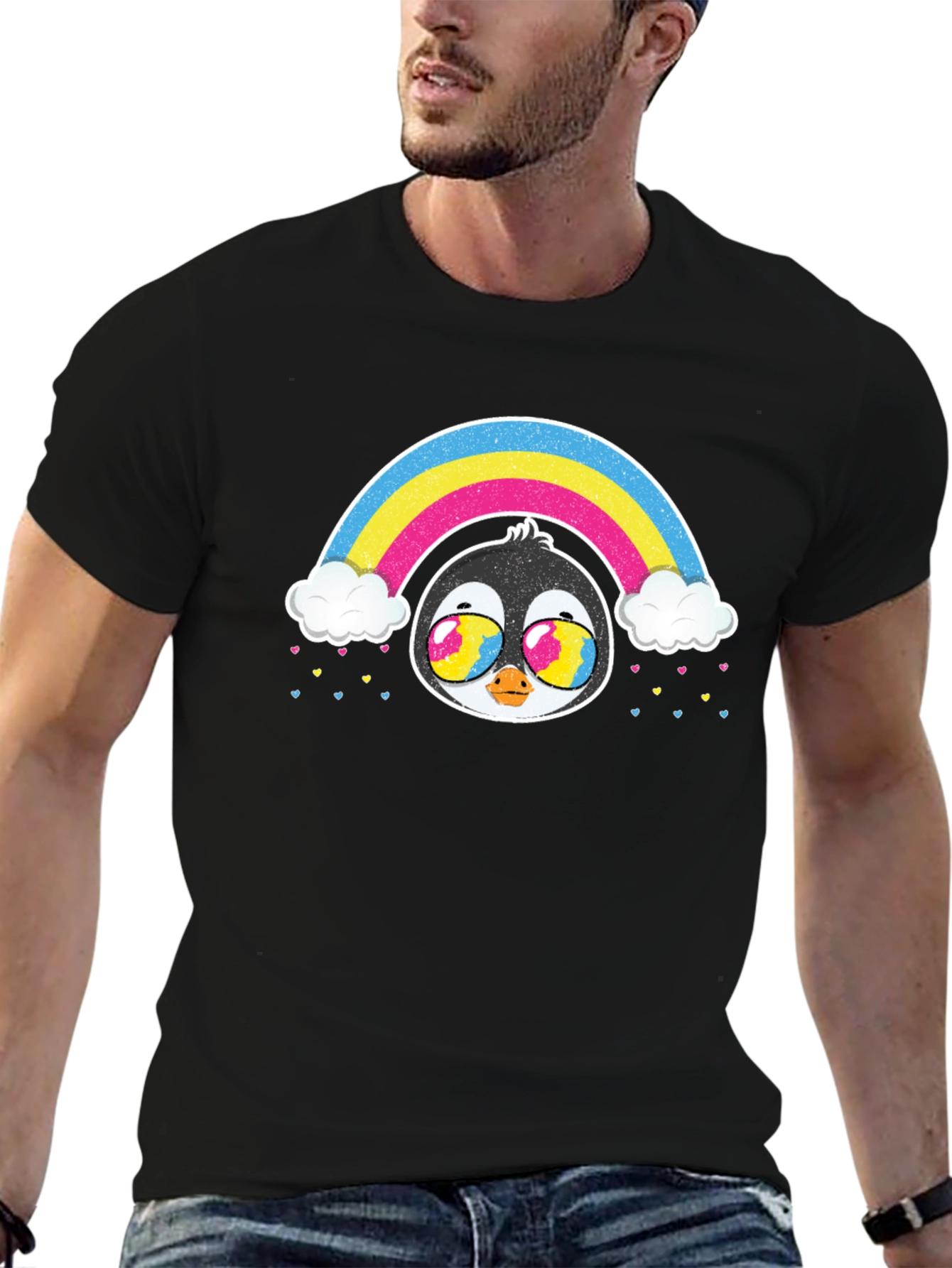 Rainbow Penguin Graphic T-Shirt
