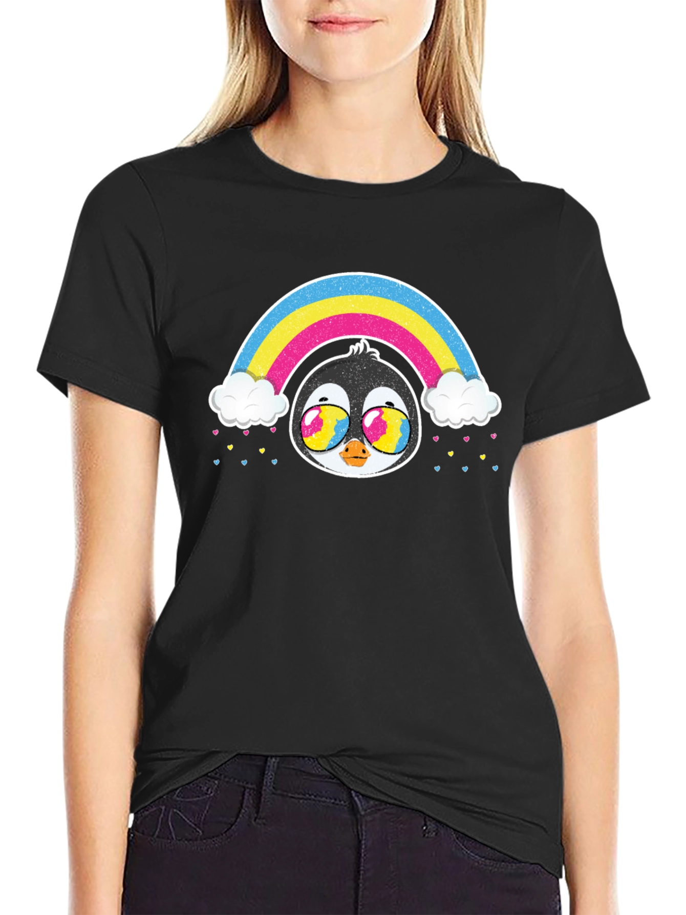 Rainbow Penguin Graphic T-Shirt
