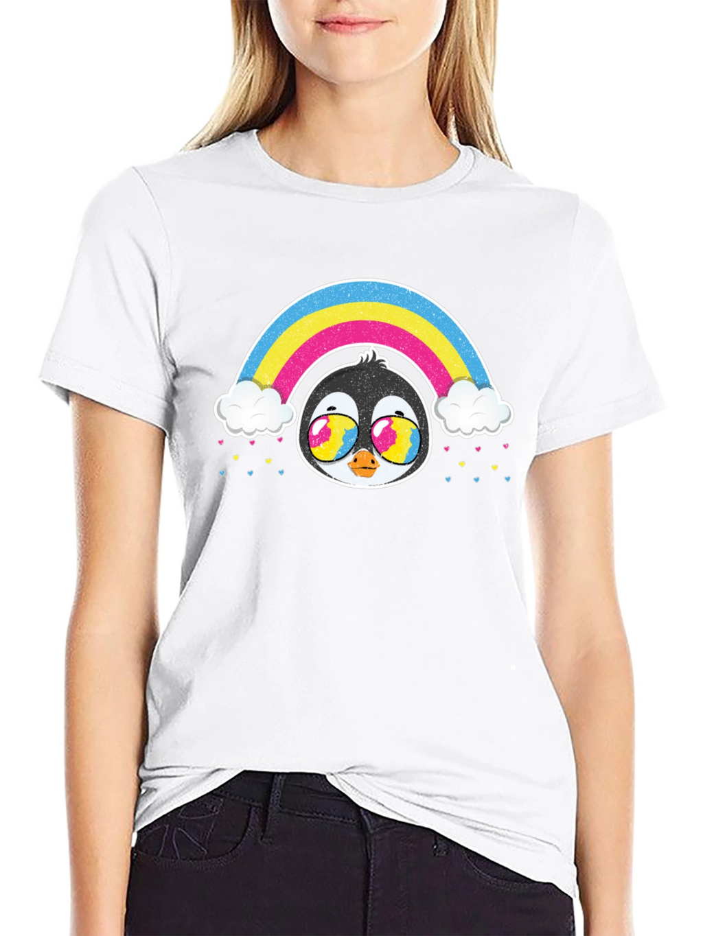 Rainbow Penguin Graphic T-Shirt
