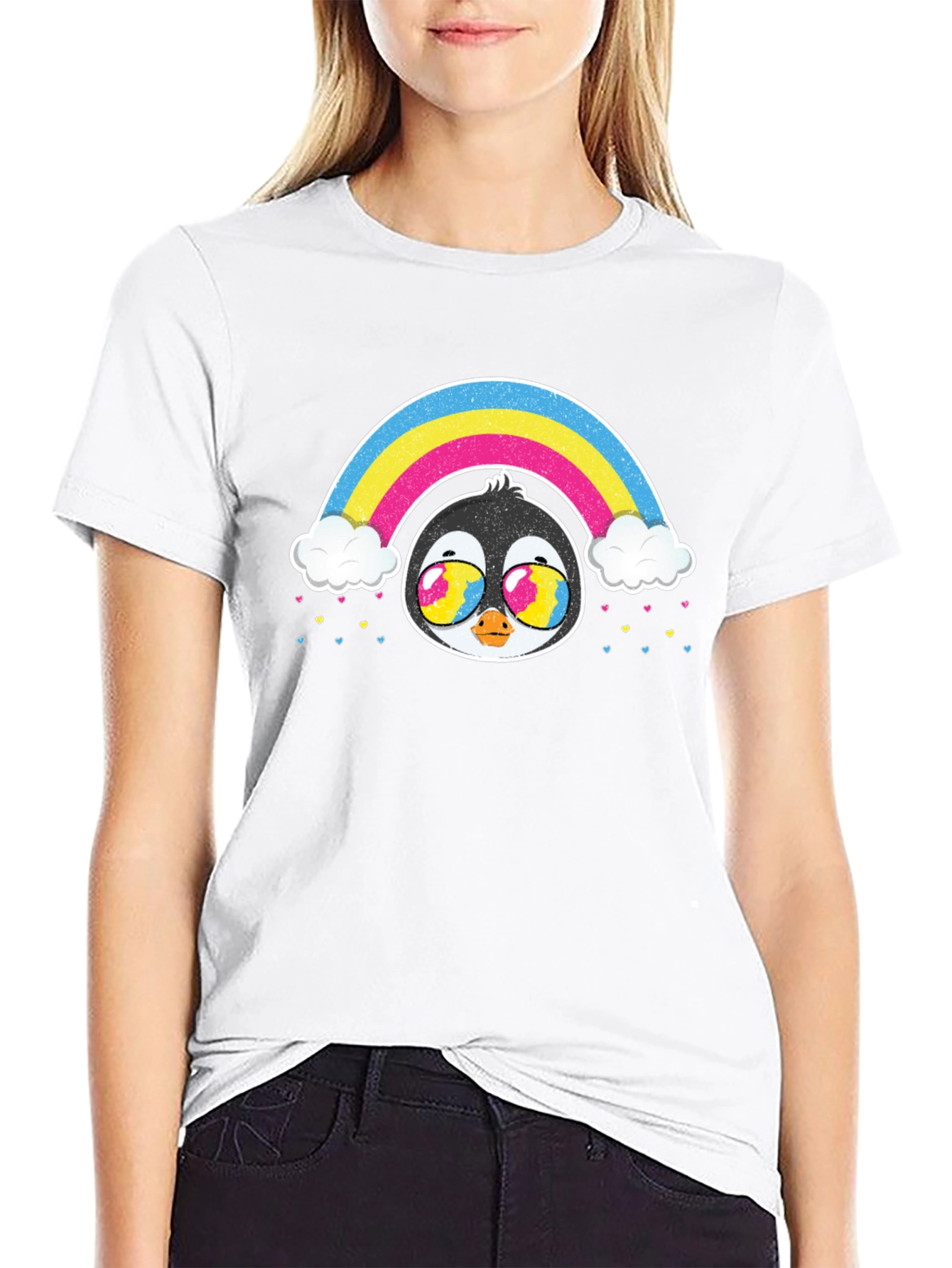 Rainbow Penguin Graphic T-Shirt