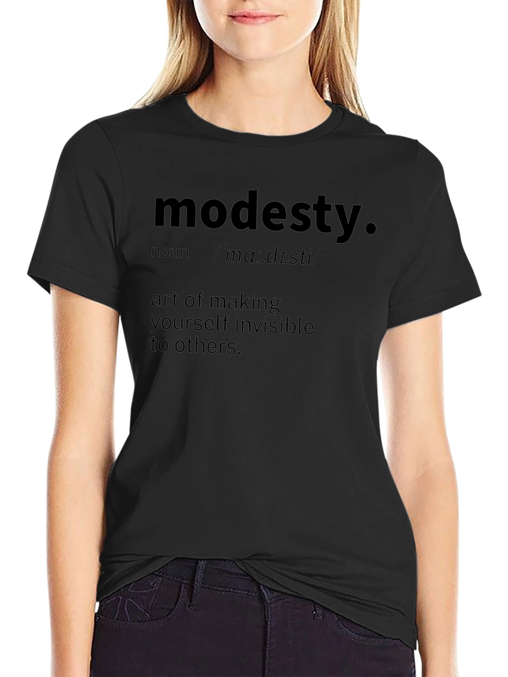 Modesty Definition Graphic Tee - Black Cotton T-Shirt