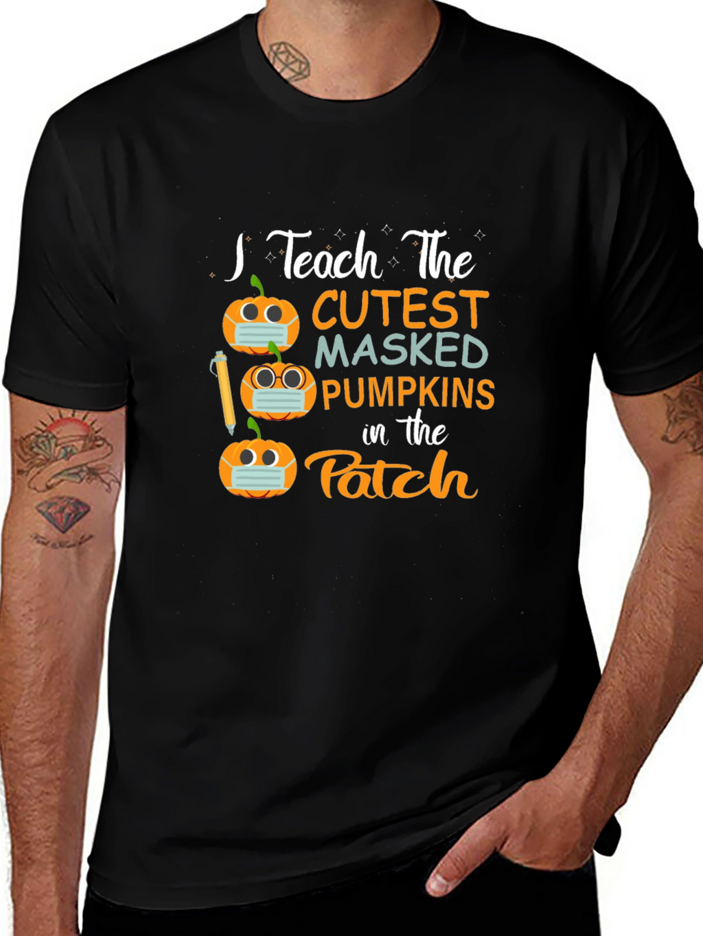 Teacher Halloween Shirt - Masked Pumpkins