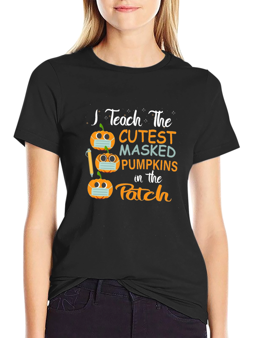 Teacher Halloween Shirt - Masked Pumpkins