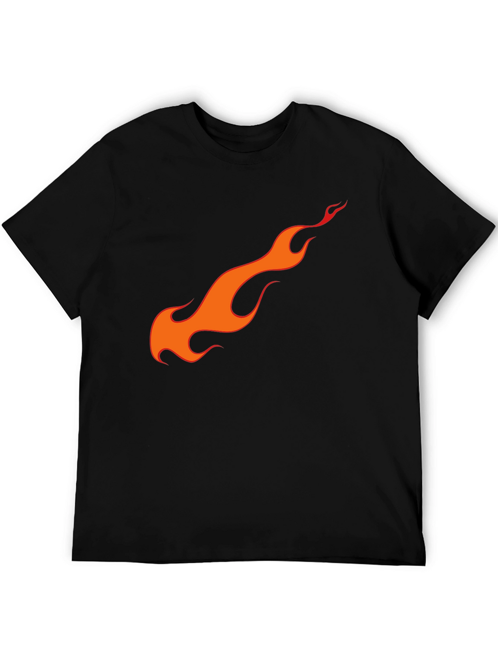 Flame Graphic Black Cotton T-Shirt