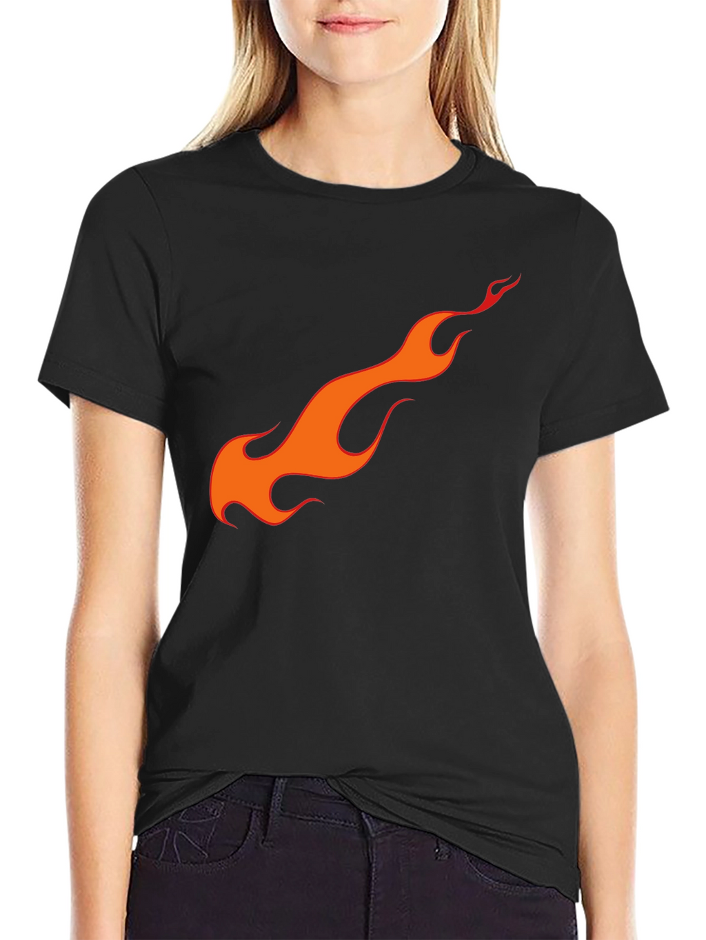 Flame Graphic Black Cotton T-Shirt