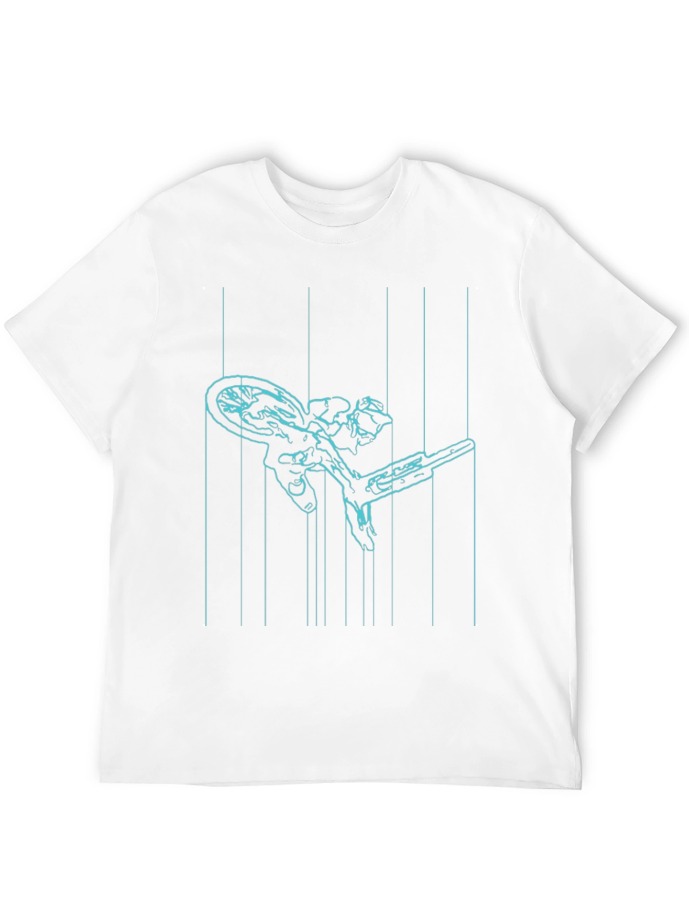 Cyan Line Art Bike Black T-Shirt