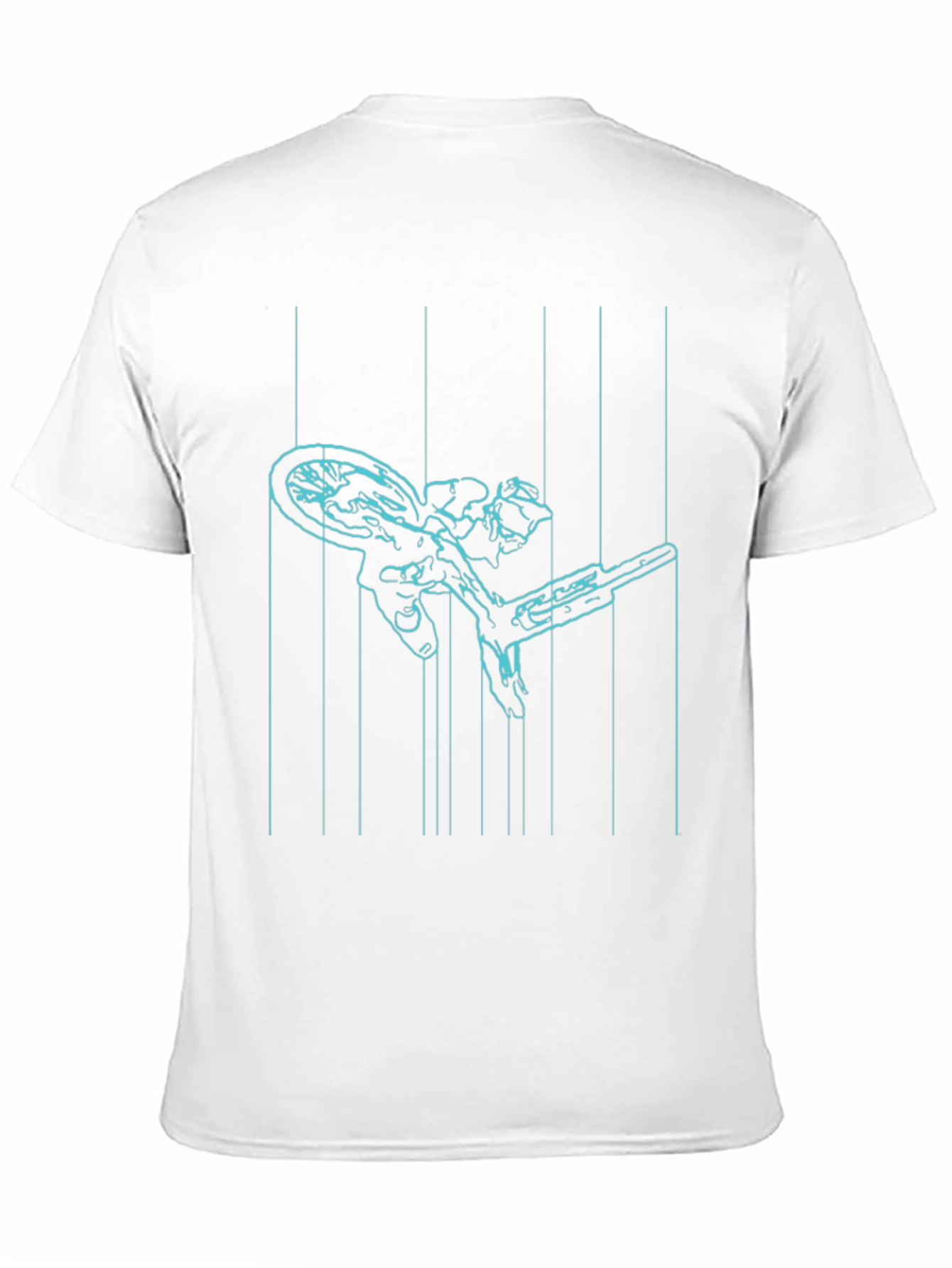 Cyan Line Art Bike Black T-Shirt