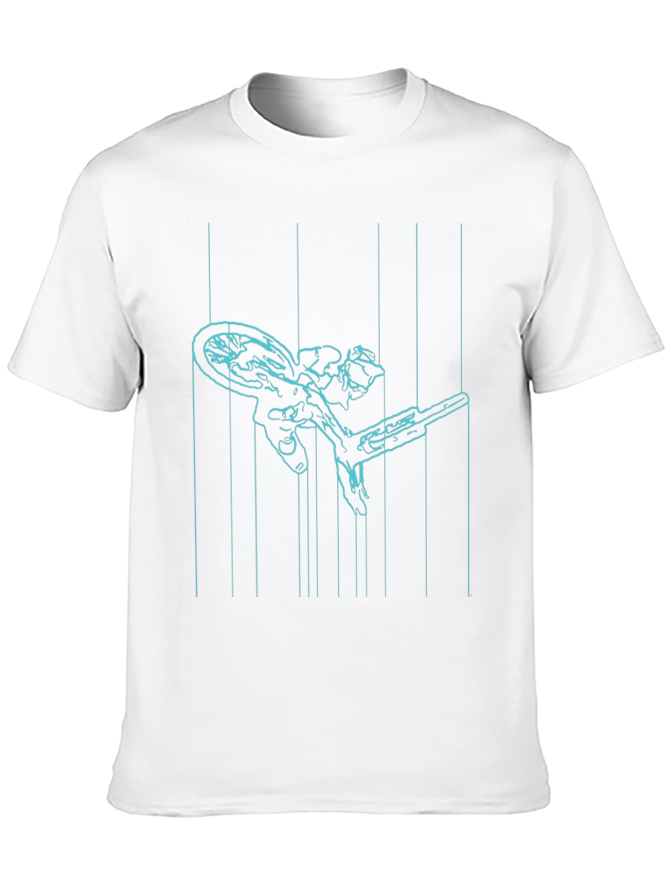 Cyan Line Art Bike Black T-Shirt