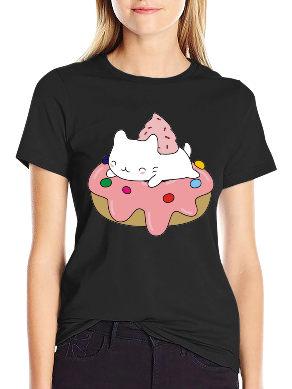 Cute Cat Donut T-Shirt - Sweet Style