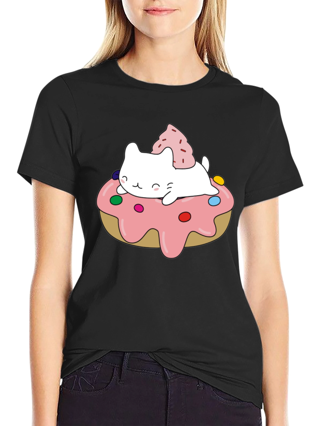Cute Cat Donut T-Shirt - Sweet Style