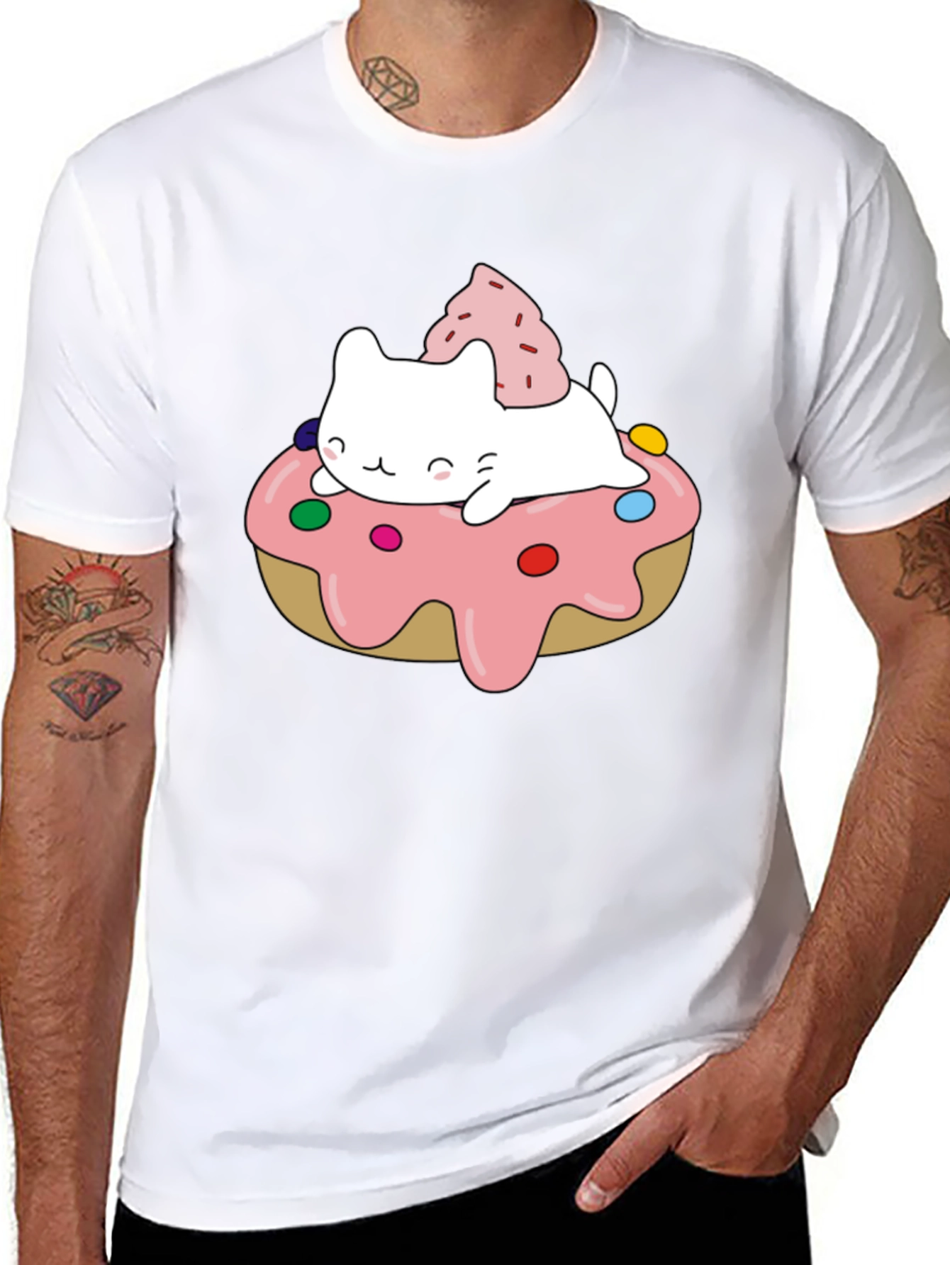 Cute Cat Donut T-Shirt - Sweet Style