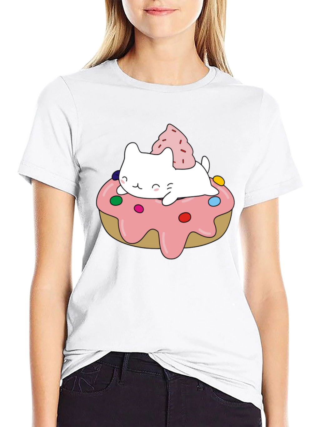 Cute Cat Donut T-Shirt - Sweet Style