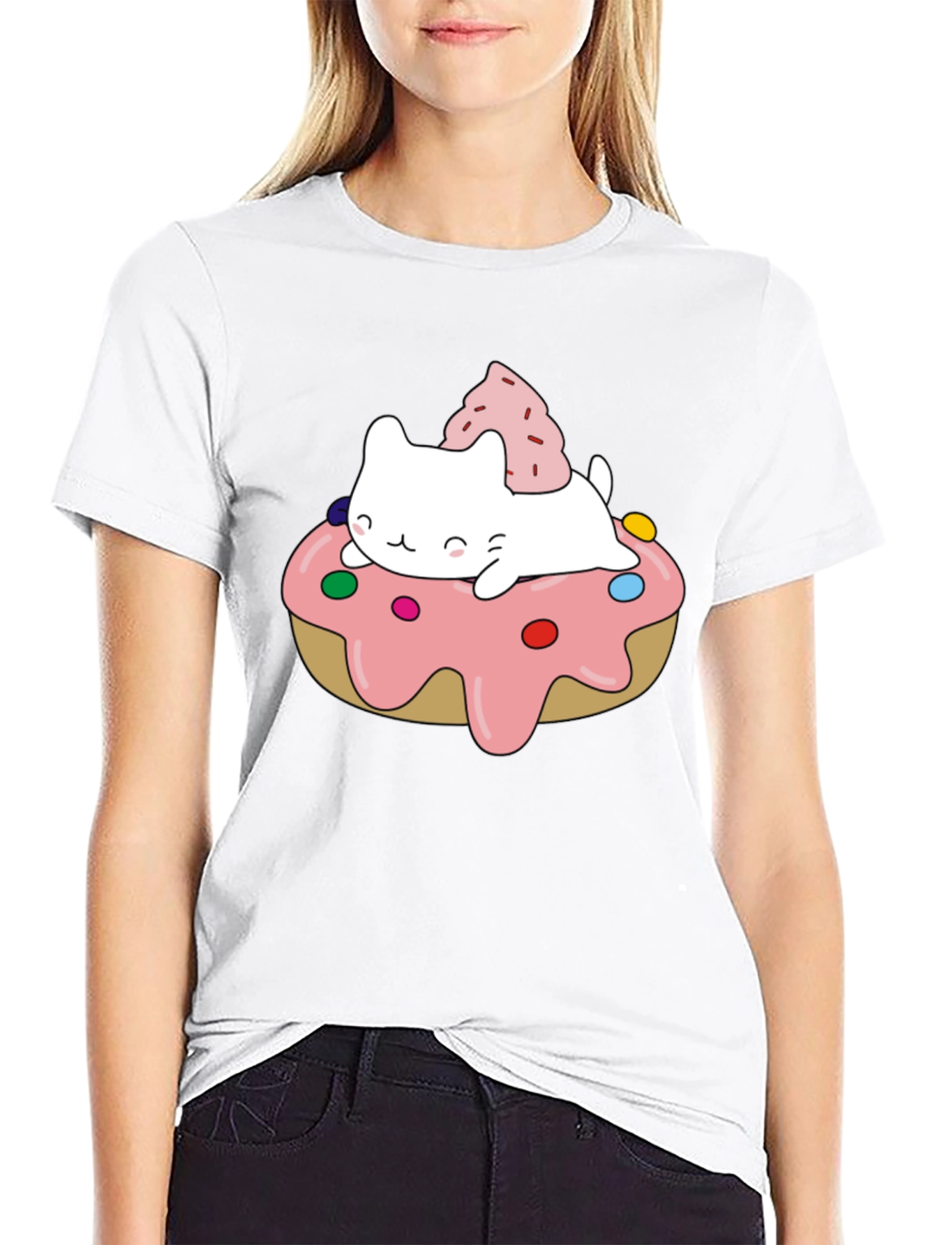Cute Cat Donut T-Shirt - Sweet Style