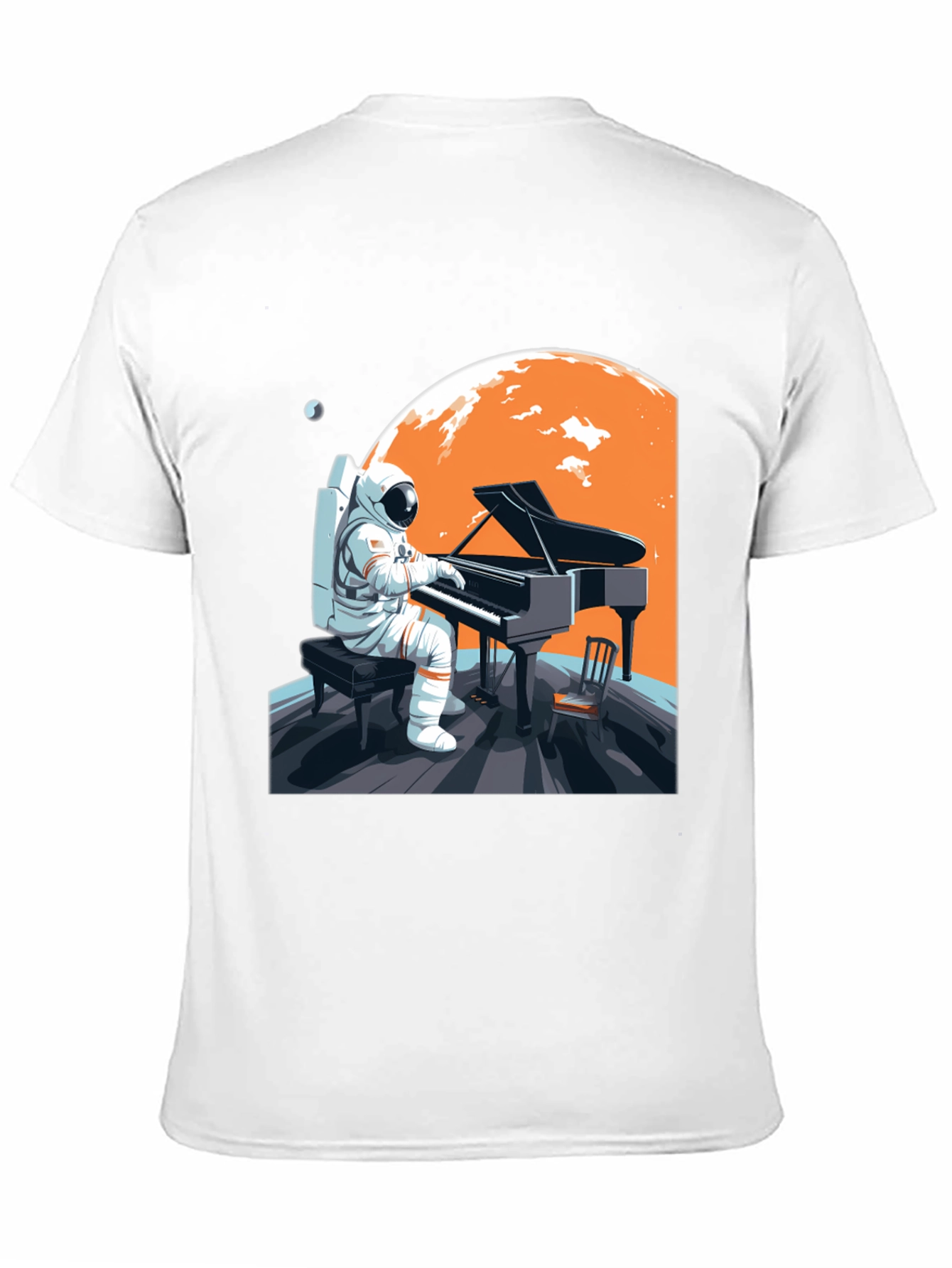 Astronaut Pianist Graphic Tee - Space Music Shirt