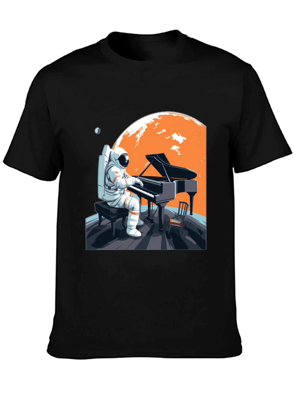 Astronaut Pianist Graphic Tee - Space Music Shirt
