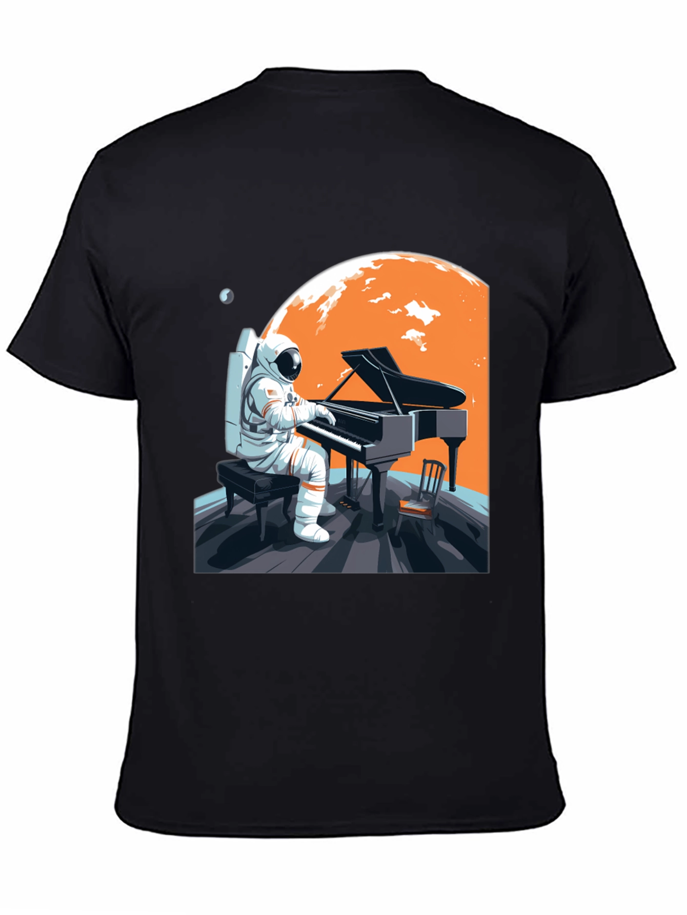 Astronaut Pianist Graphic Tee - Space Music Shirt