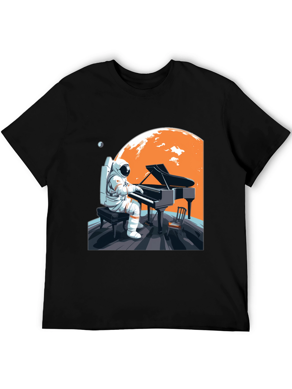 Astronaut Pianist Graphic Tee - Space Music Shirt
