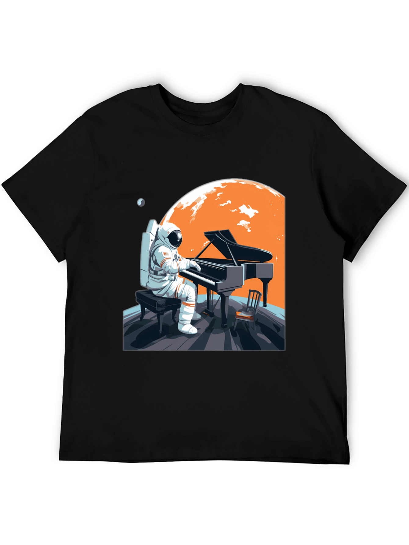 Astronaut Pianist Graphic Tee - Space Music Shirt