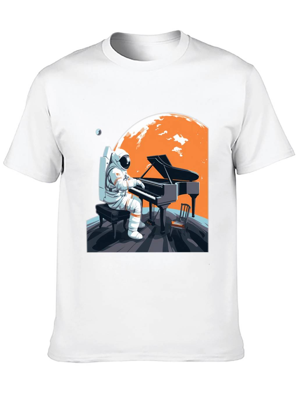 Astronaut Pianist Graphic Tee - Space Music Shirt